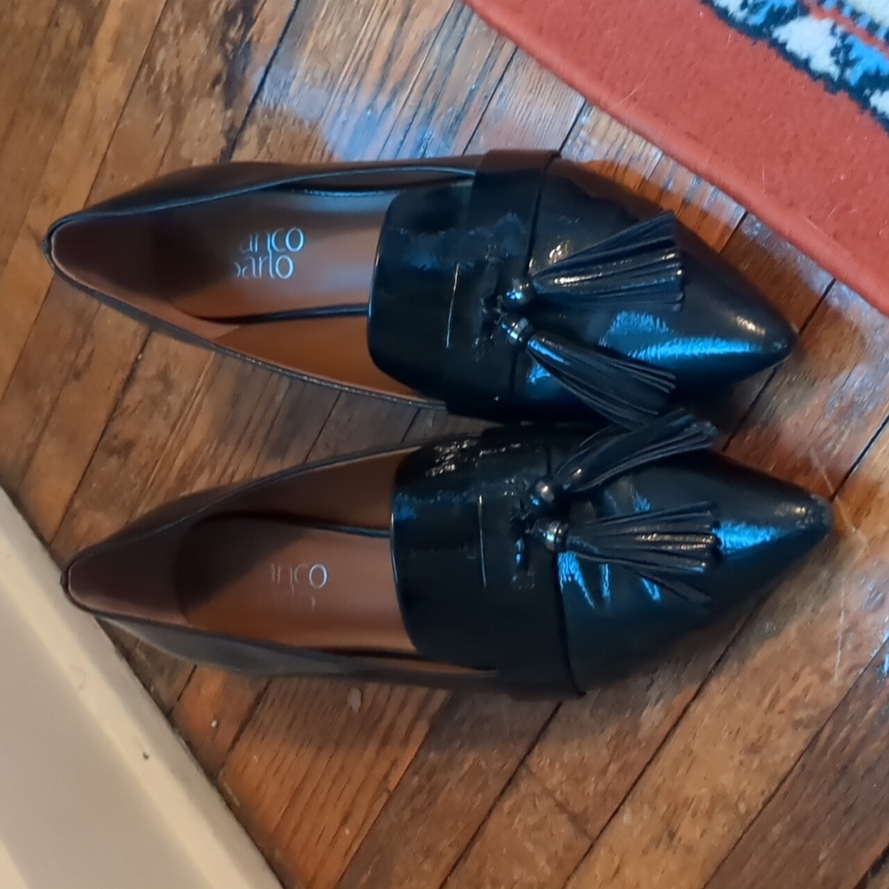 Patent Leather Tassel Loafers, Franco Sarto, Size 8